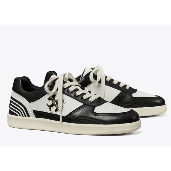 Tory Burch Clover Court Sneaker- Black & White size 9